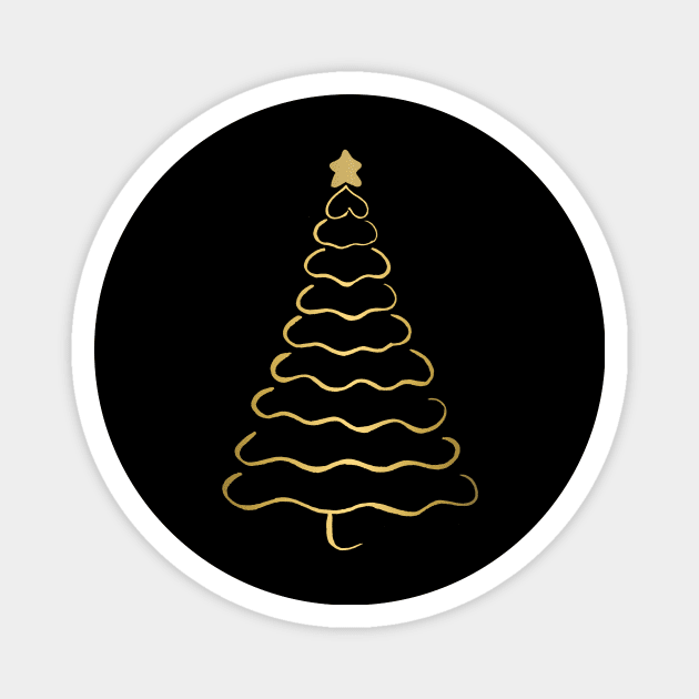 Minimalist black and gold Christmas tree Magnet by Home Cyn Home 